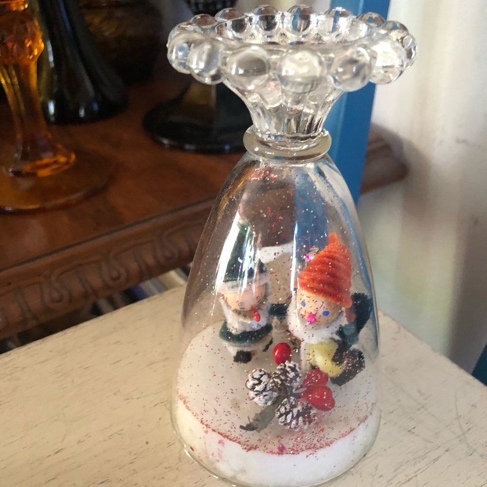 Vintage Christmas Scene Under a Vintage Glass